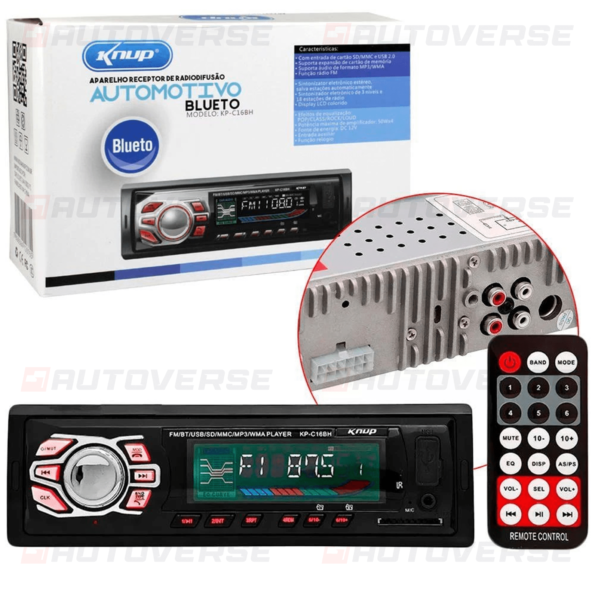 201.Autoradio USB _ SD _ MP3 Bluetooth FM avec 1 télécommande DIN 3