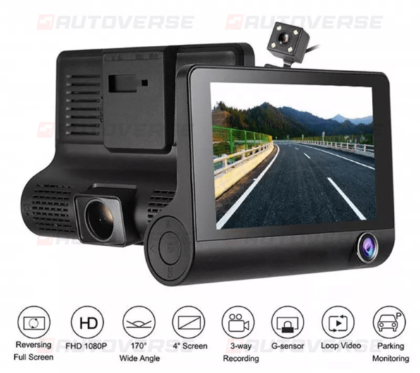 206.Rétroviseurs voiture Dvr Dashcam, Caméra 3 Lens Full HD 1080P 2