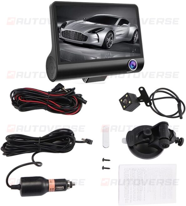 204.Dashcam Maroc 4 pouces FHD 1080P voiture DVR caméra 3 lentille