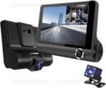 204.Dashcam Maroc 4 pouces FHD 1080P voiture DVR caméra 3 lentille