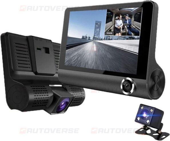 204.Dashcam Maroc 4 pouces FHD 1080P voiture DVR caméra 3 lentille 1