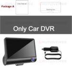 204.Dashcam Maroc 4 pouces FHD 1080P voiture DVR caméra 3 lentille
