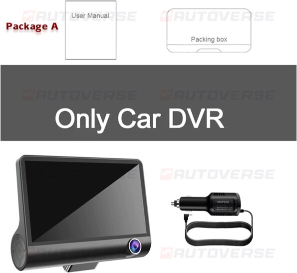 204.Dashcam Maroc 4 pouces FHD 1080P voiture DVR caméra 3 lentille