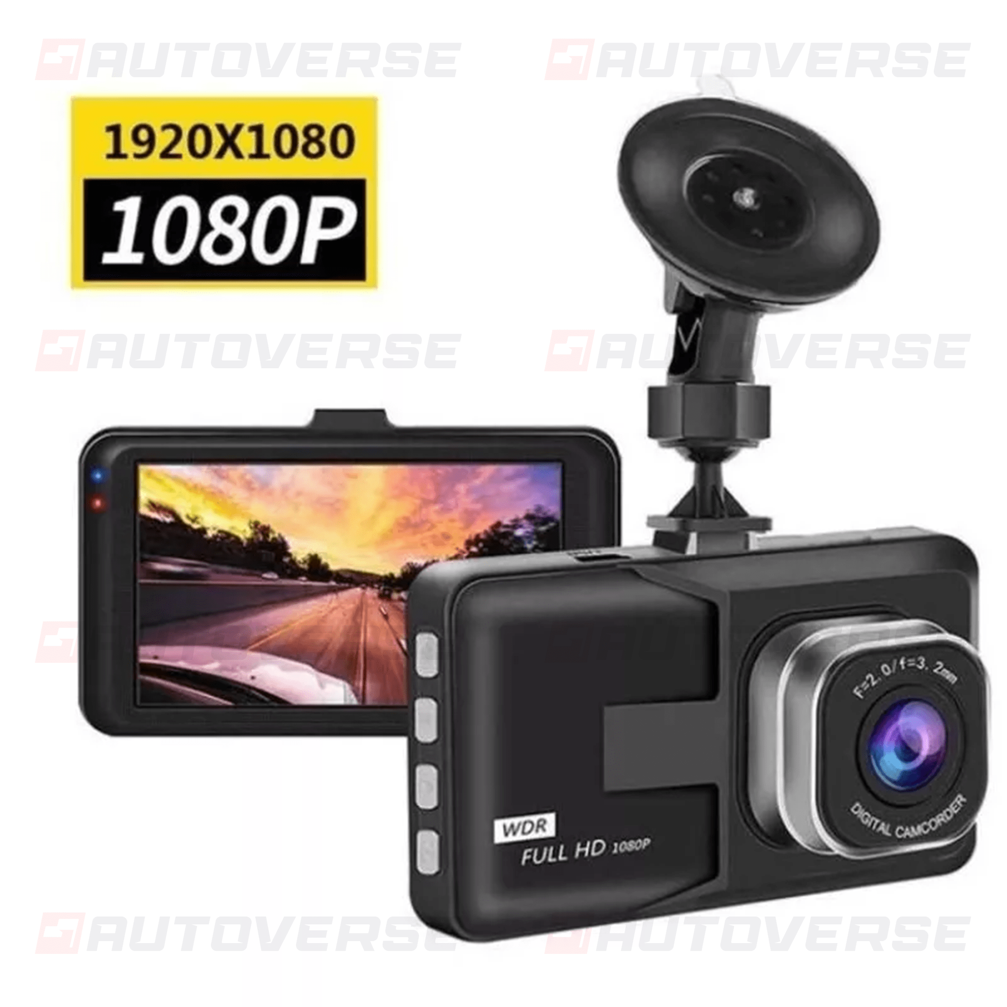 Caméra De Tableau De Bord (Dash Cam) 1080P - Écran 1.6", Détection De Mouvement, Enregistrement En Boucle, Pour Voiture