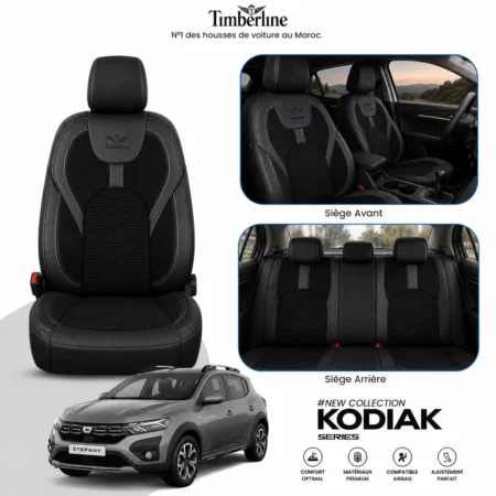 Housse de siège Dacia Stepway 2013-2026 — Timberline Kodiak Noir